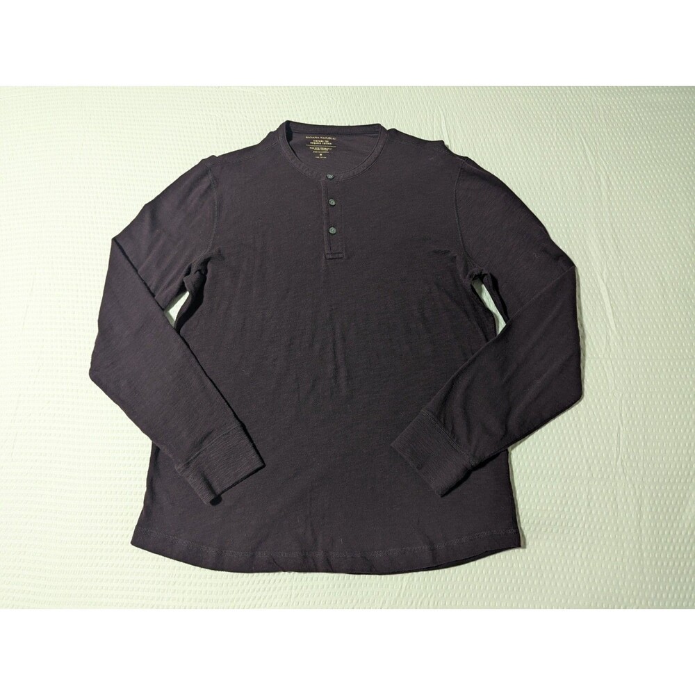 Banana Republic Maroon Blend Long Sleeve Shirt (Medium) Cotton 1/4 Button
